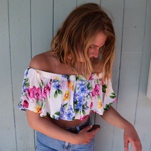Floral off shoulder flowy top
